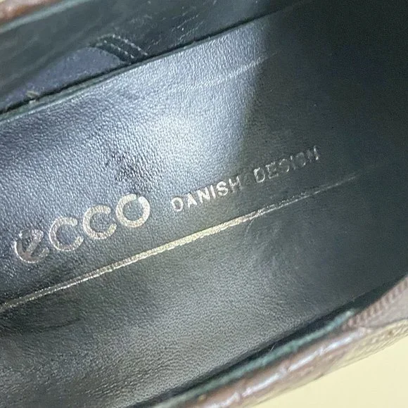 Ecco Danish Design Snake Embossed Leather Heel Bootie Brown Women's 39 US 8/8.5 - Picture 8 of 12